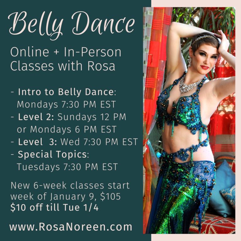 Belly Dance Special Topics (3 week class, Tue 1/18, online class)