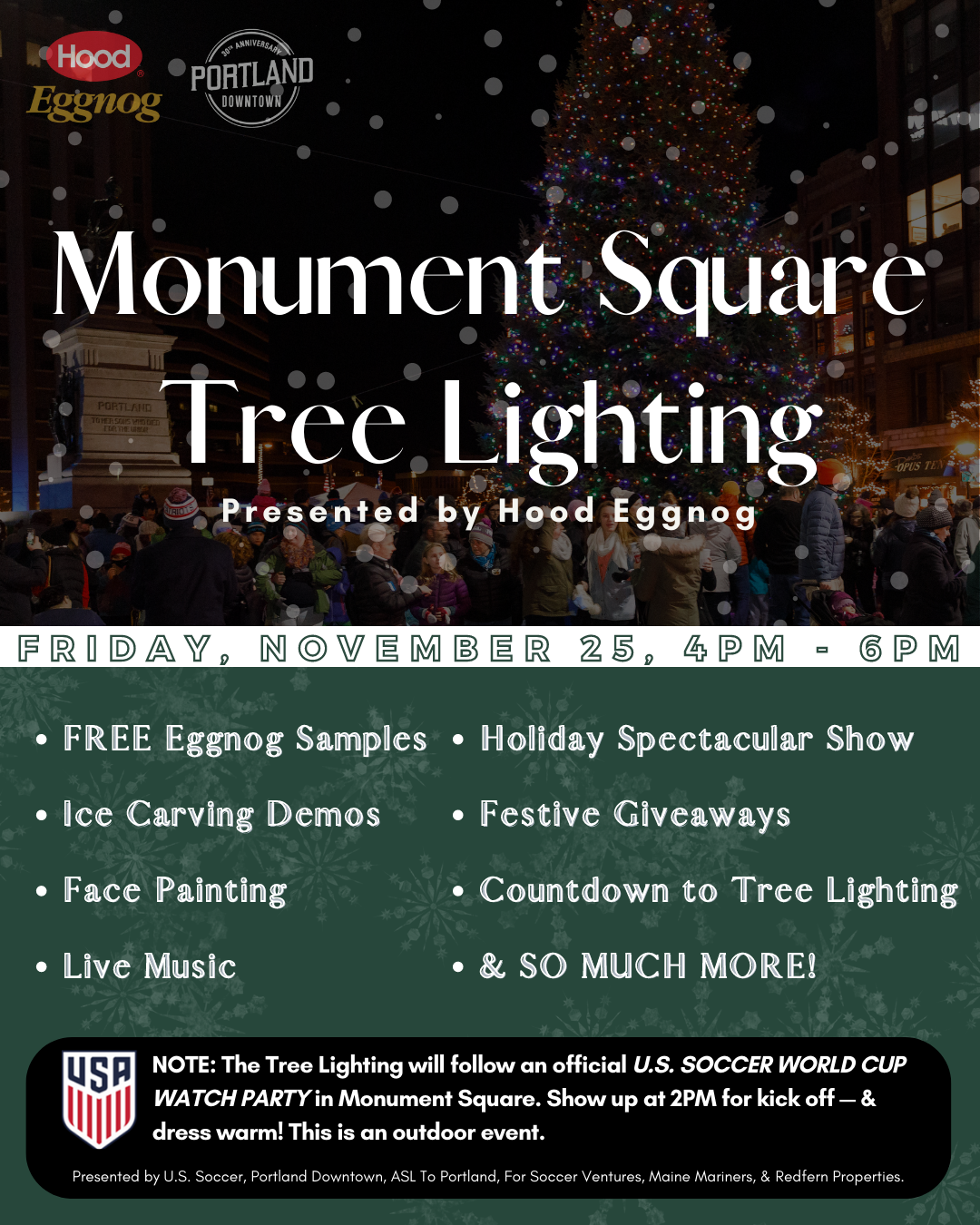 Monument Square Tree Lighting Presented by Hood Eggnog Portland Downtown